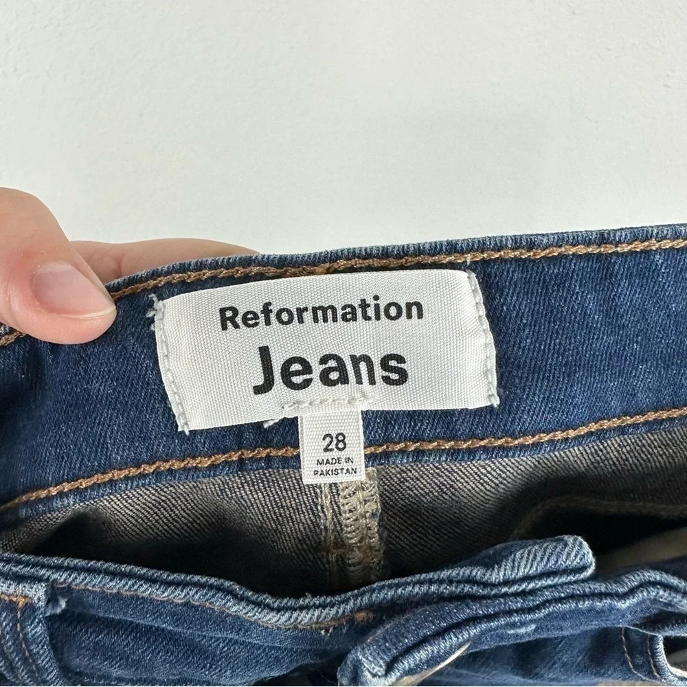 Reformation Neris Medium Wash Harper High Rise Skinny Jeans Size 28